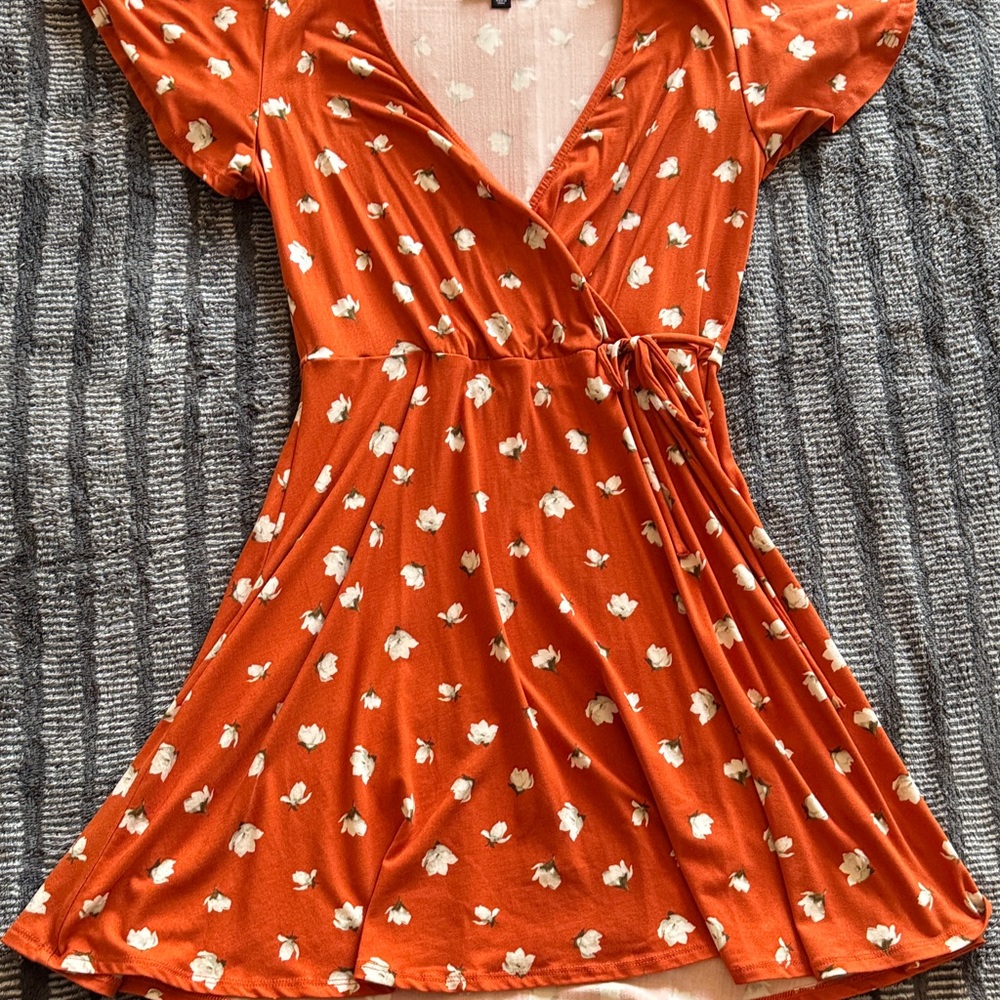 Floral Wrap Dress in Orange